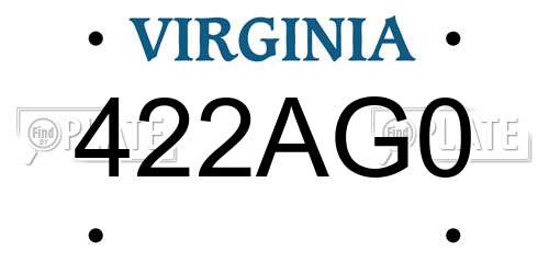 422AG0 Virginia License Plate