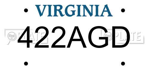 422AGD Virginia License Plate