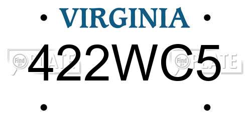 422WC5 Virginia License Plate