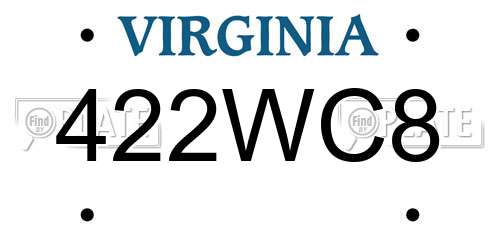 422WC8 Virginia License Plate