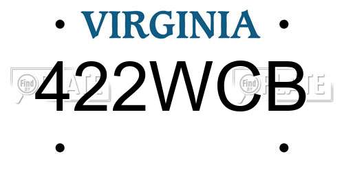422WCB Virginia License Plate