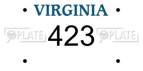 423 Virginia License Plate