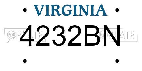 4232BN Virginia License Plate