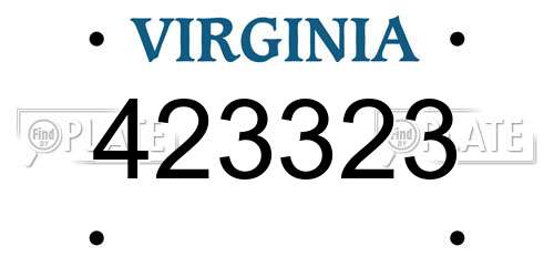 423323 Virginia License Plate