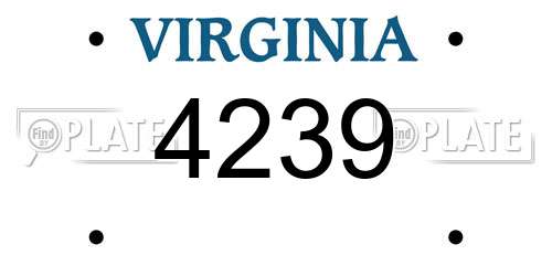 4239 Virginia License Plate