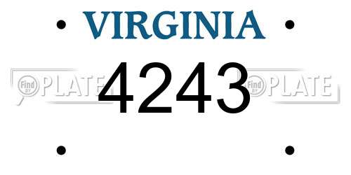 4243 Virginia License Plate