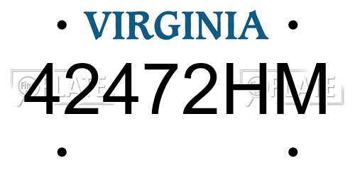 42472HM Virginia License Plate