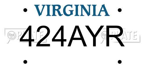 424AYR Virginia License Plate
