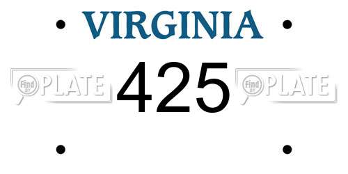425 Virginia License Plate