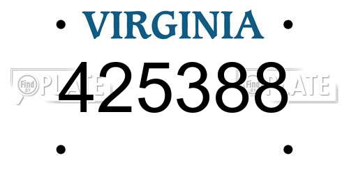 425388 Virginia License Plate