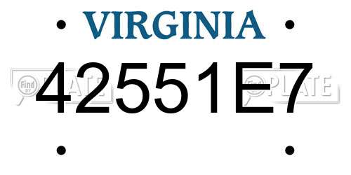 42551E7 Virginia License Plate