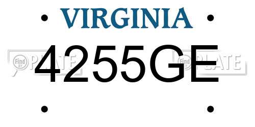 4255GE Virginia License Plate