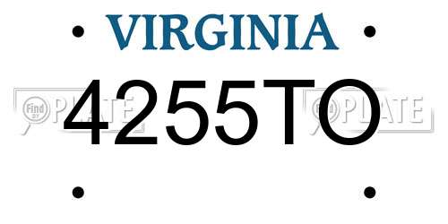 4255TO Virginia License Plate