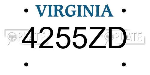 4255ZD Virginia License Plate