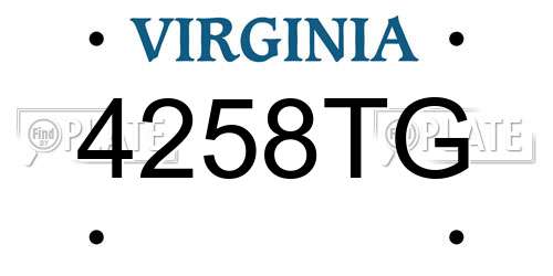4258TG Virginia License Plate