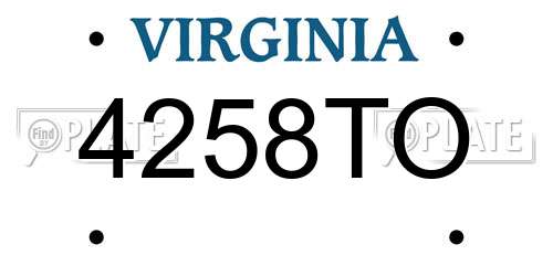 4258TO Virginia License Plate