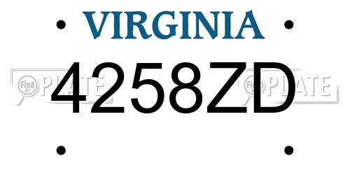 4258ZD Virginia License Plate