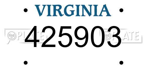 425903 Virginia License Plate