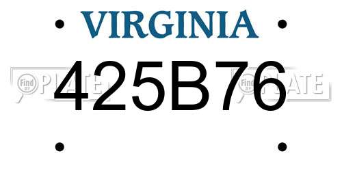 425B76 Virginia License Plate