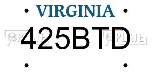 425BTD Virginia License Plate