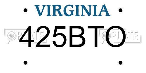 425BTO Virginia License Plate