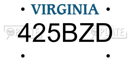 425BZD Virginia License Plate