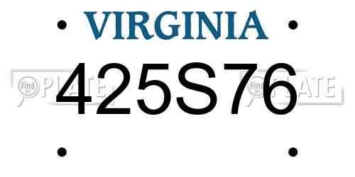 425S76 Virginia License Plate