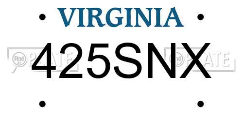 425SNX Virginia License Plate