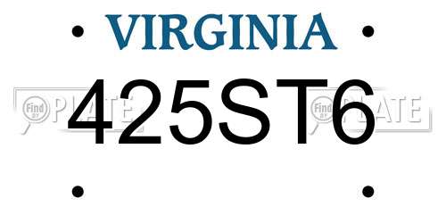 425ST6 Virginia License Plate