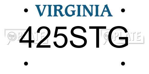 425STG Virginia License Plate