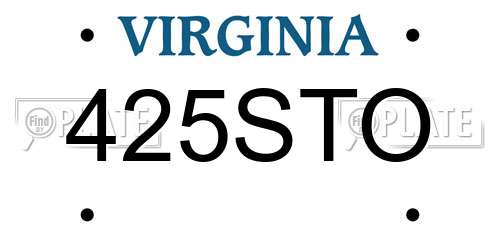 425STO Virginia License Plate
