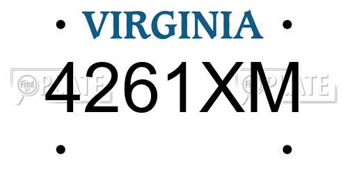 4261XM Virginia License Plate