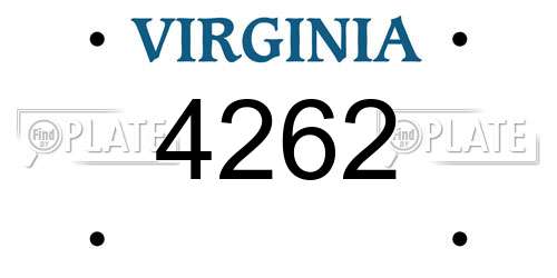 4262 Virginia License Plate