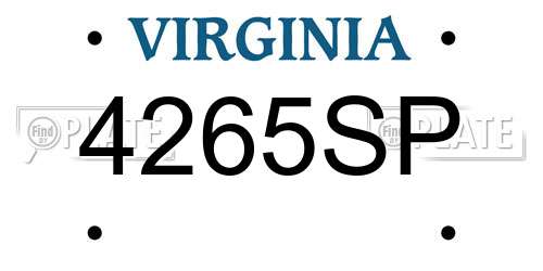 4265SP Virginia License Plate