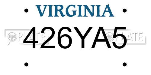 426YA5 Virginia License Plate