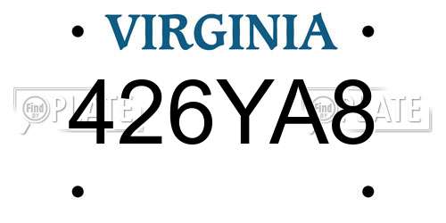 426YA8 Virginia License Plate