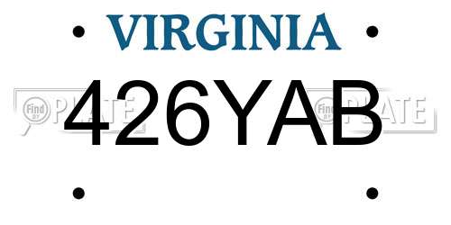 426YAB Virginia License Plate