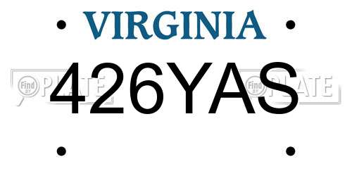 426YAS Virginia License Plate
