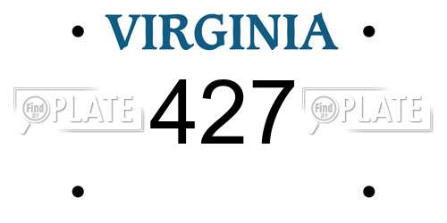 427 Virginia License Plate