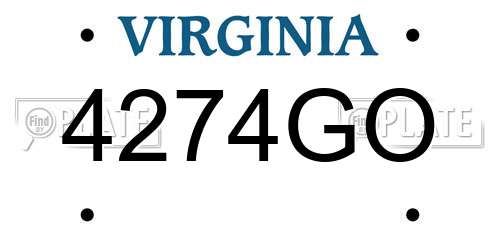 4274GO Virginia License Plate