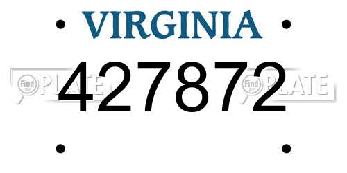 427872 Virginia License Plate