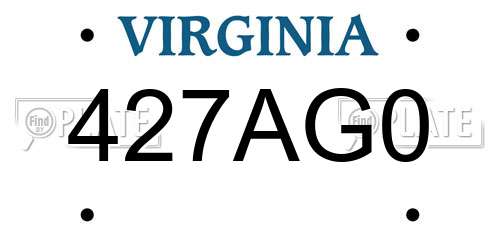 427AG0 Virginia License Plate