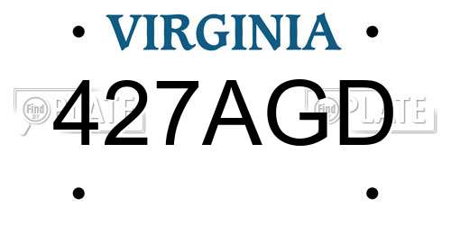 427AGD Virginia License Plate