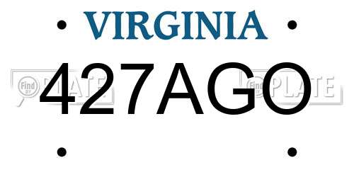 427AGO Virginia License Plate