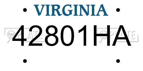 42801HA Virginia License Plate