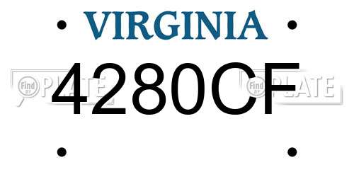 4280CF Virginia License Plate