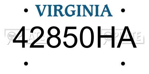 42850HA Virginia License Plate