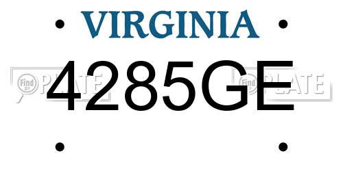 4285GE Virginia License Plate