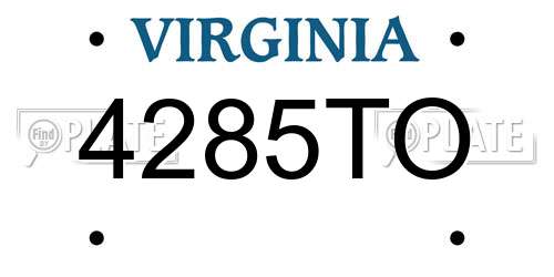 4285TO Virginia License Plate