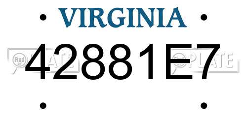 42881E7 Virginia License Plate